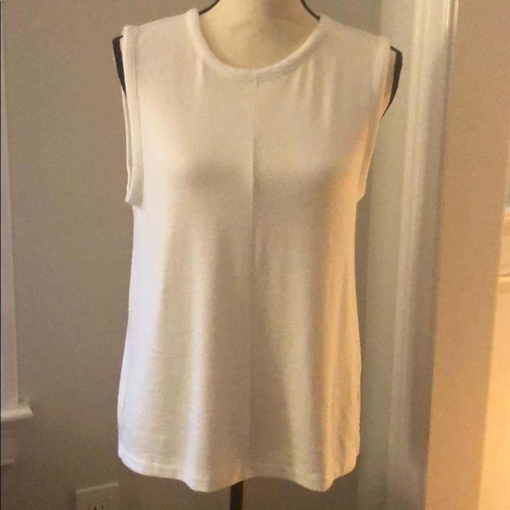 rag & bone/JEAN Nicole Sleeveless Overlay-Back Tank, White